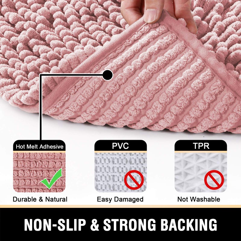 H.VERSAILTEX Bathroom Rugs Bath Mat Bath Rugs Bath Mats for Bathroom Non Slip Extra Soft Chenille Bath Rug Fulffy Shag, Indoor Rug Carpet for Entry Living Room (Coral Pink, Extra Large 24" x 36") - Image 5